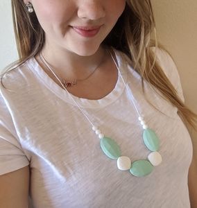 Teal Teething necklace mom baby shower gift unisex